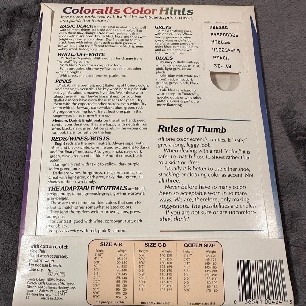 Vintage Coloralls Non-Support Pantyhose Sandalfoot Peach Size A-B Hanes 1985 USA